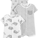 Simple Joys by Carter's Unisex Babies' Snap-Up Rompers, Pack of 3
